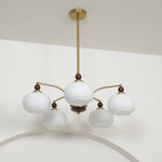Retro Calliope Chandelier | Art Deco Wood & Glass Pendant Light for Dining Room