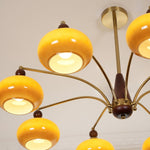 Retro Calliope Chandelier | Art Deco Wood & Glass Pendant Light for Dining Room