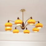 Retro Calliope Chandelier | Art Deco Wood & Glass Pendant Light for Dining Room
