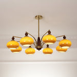 Retro Calliope Chandelier | Art Deco Wood & Glass Pendant Light for Dining Room