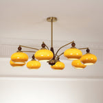 Retro Calliope Chandelier | Art Deco Wood & Glass Pendant Light for Dining Room