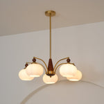 Retro Calliope Chandelier | Art Deco Wood & Glass Pendant Light for Dining Room