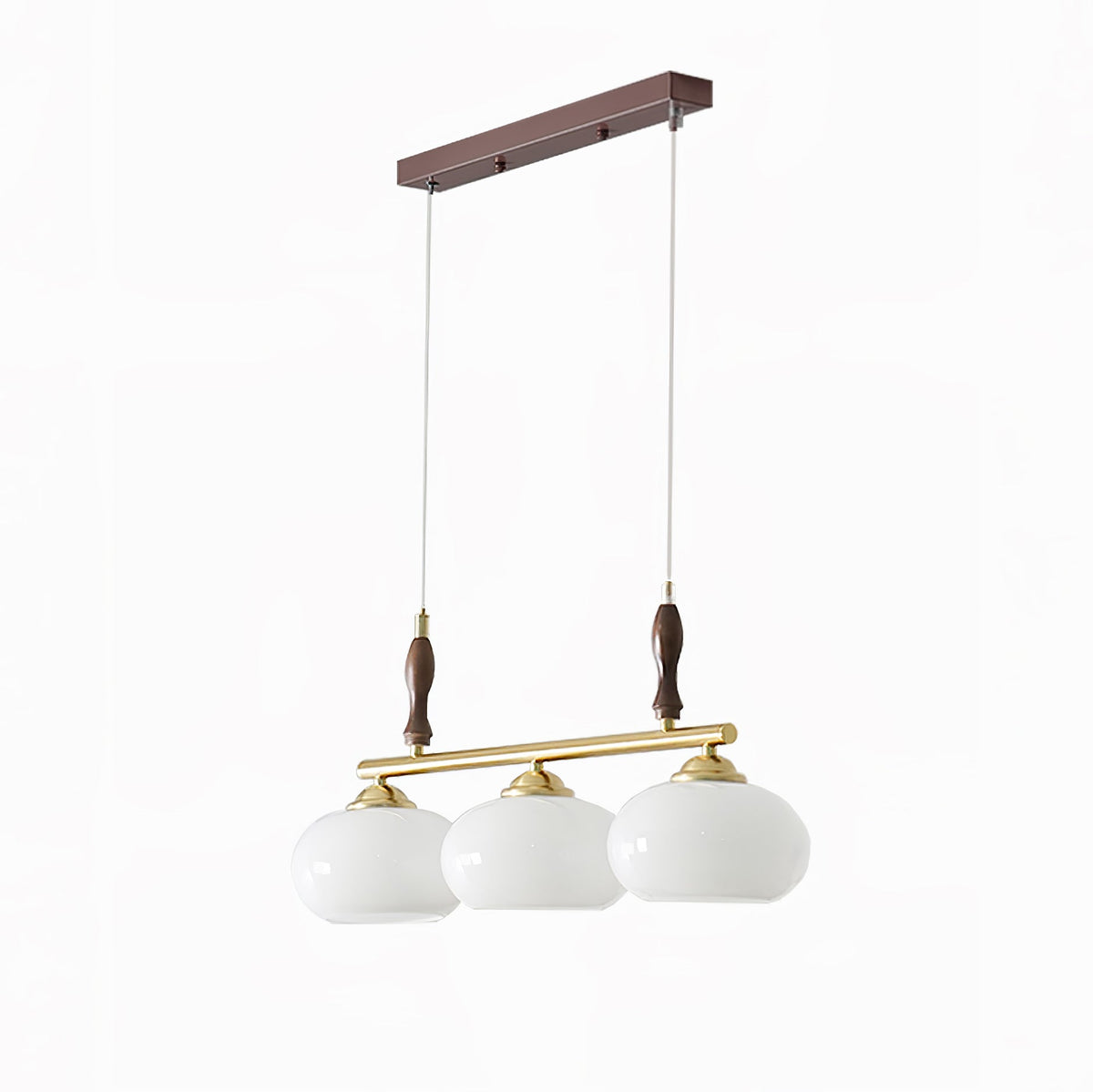 Retro Calliope Chandelier | Art Deco Wood & Glass Pendant Light for Dining Room