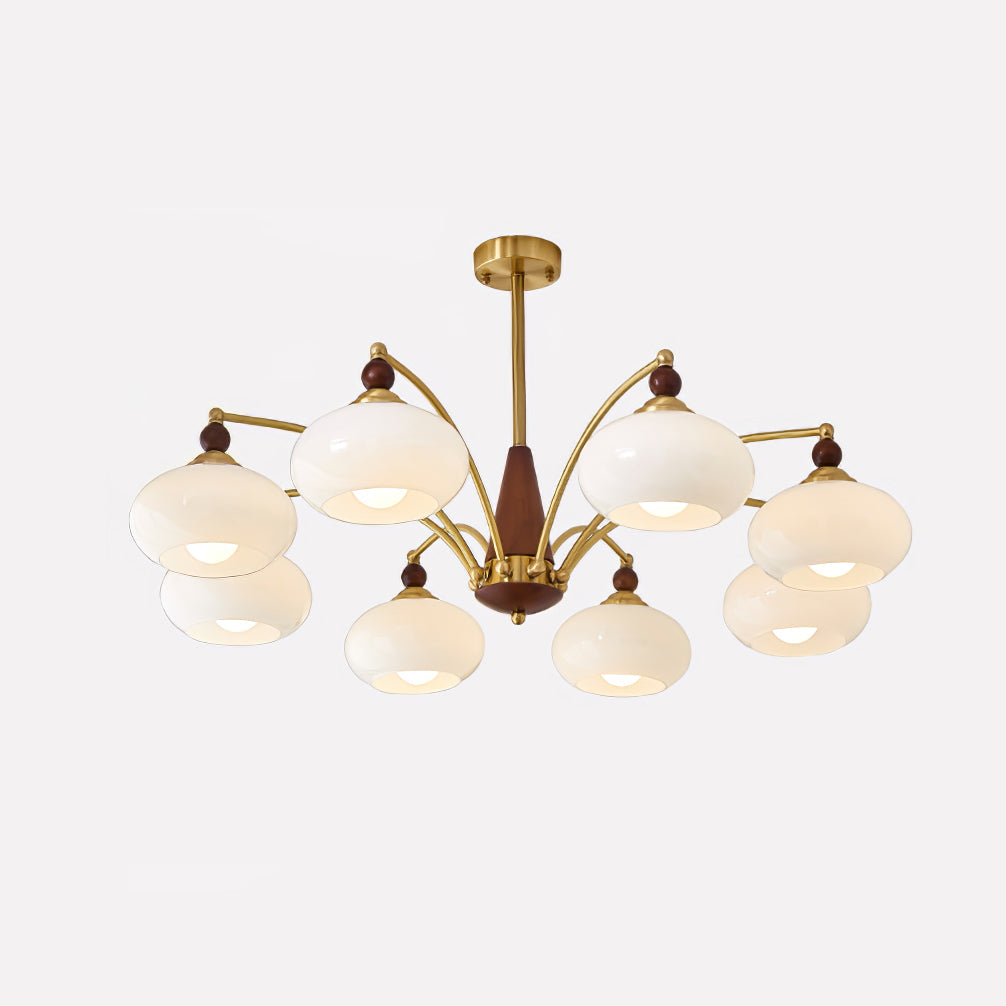Retro Calliope Chandelier | Art Deco Wood & Glass Pendant Light for Dining Room