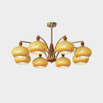 Retro Calliope Chandelier | Art Deco Wood & Glass Pendant Light for Dining Room