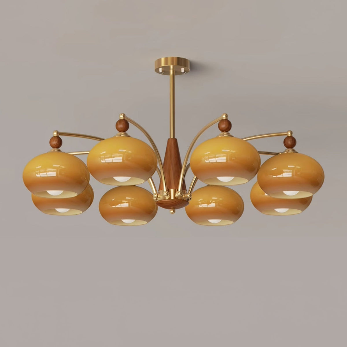 Retro Calliope Chandelier | Art Deco Wood & Glass Pendant Light for Dining Room