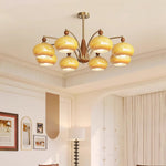 Retro Calliope Chandelier | Art Deco Wood & Glass Pendant Light for Dining Room