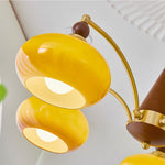 Retro Calliope Chandelier | Art Deco Wood & Glass Pendant Light for Dining Room