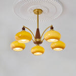 Retro Calliope Chandelier | Art Deco Wood & Glass Pendant Light for Dining Room