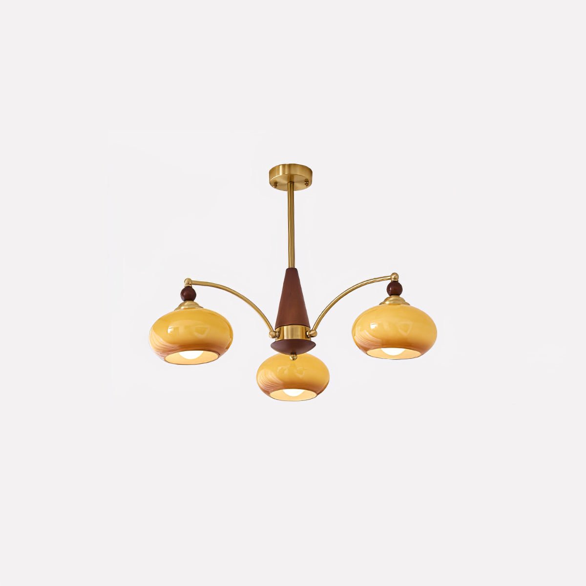 Retro Calliope Chandelier | Art Deco Wood & Glass Pendant Light for Dining Room