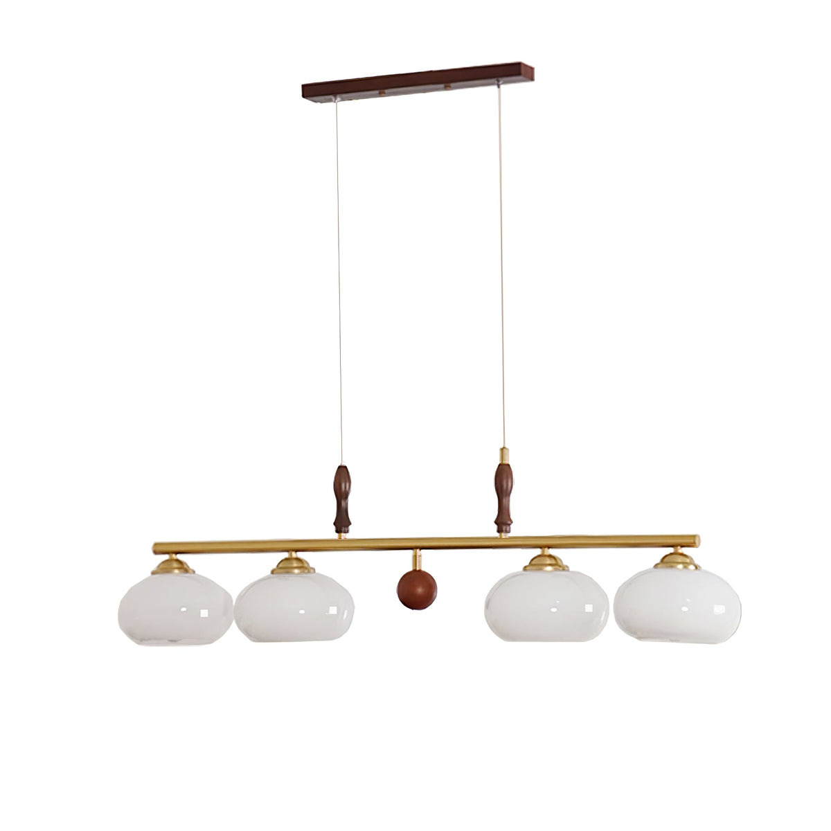 Retro Calliope Chandelier | Art Deco Wood & Glass Pendant Light for Dining Room