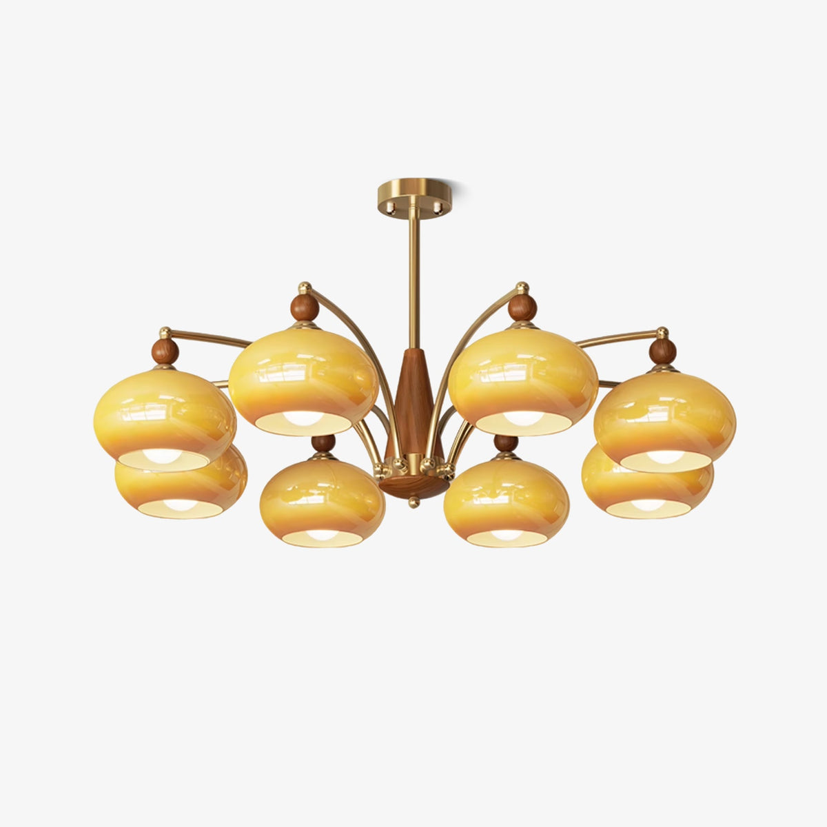 Retro Calliope Chandelier | Art Deco Wood & Glass Pendant Light for Dining Room
