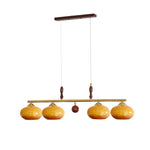 Retro Calliope Chandelier | Art Deco Wood & Glass Pendant Light for Dining Room