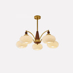 Retro Calliope Chandelier | Art Deco Wood & Glass Pendant Light for Dining Room