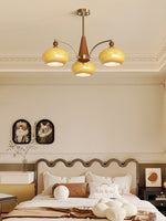 Retro Calliope Chandelier | Art Deco Wood & Glass Pendant Light for Dining Room
