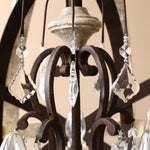 Retro Globe Chandelier with Weathered Wood and Crystal Accents