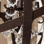 Retro Globe Chandelier with Weathered Wood and Crystal Accents