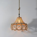 Artisan Hemp Rope Pendant Light with Iron Frame – Nordic Retro Ceiling Lamp