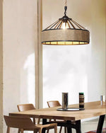 Artisan Hemp Rope Pendant Light with Iron Frame – Nordic Retro Ceiling Lamp