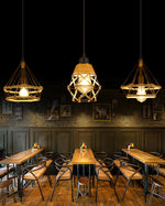Artisan Hemp Rope Pendant Light with Iron Frame, Nordic Retro Ceiling Lamp for Living Room and Dining Room