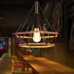 Artisan Hemp Rope Pendant Light with Iron Frame, Nordic Retro Ceiling Lamp for Living Room and Dining Room