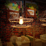 Artisan Hemp Rope Pendant Light with Iron Frame, Nordic Retro Ceiling Lamp for Living Room and Dining Room
