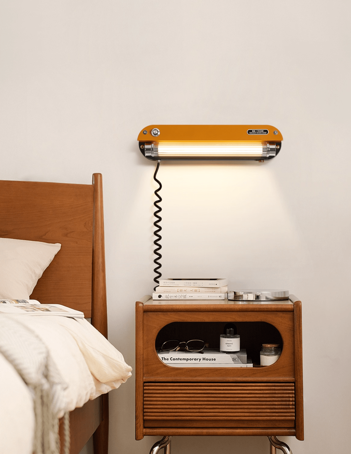 Marlo Plug-In Wall Sconce with Integrated LED – Amber Orange or Chrome