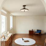 Retro Revolve Semi Flush Mount Ceiling Light with Walnut Finish and LED