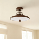 Retro Revolve Semi Flush Mount Ceiling Light with Walnut Finish and LED