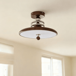 Retro Revolve Semi Flush Mount Ceiling Light with Walnut Finish and LED