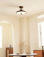 Retro Revolve Semi Flush Mount Ceiling Light with Walnut Finish and LED
