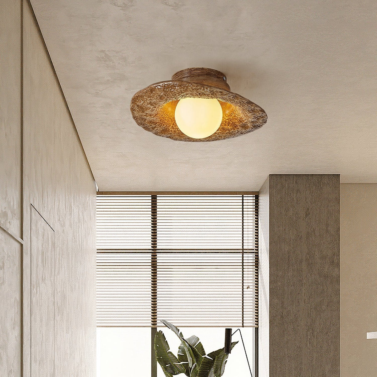 Retro Straw Hat Ceiling Lamp