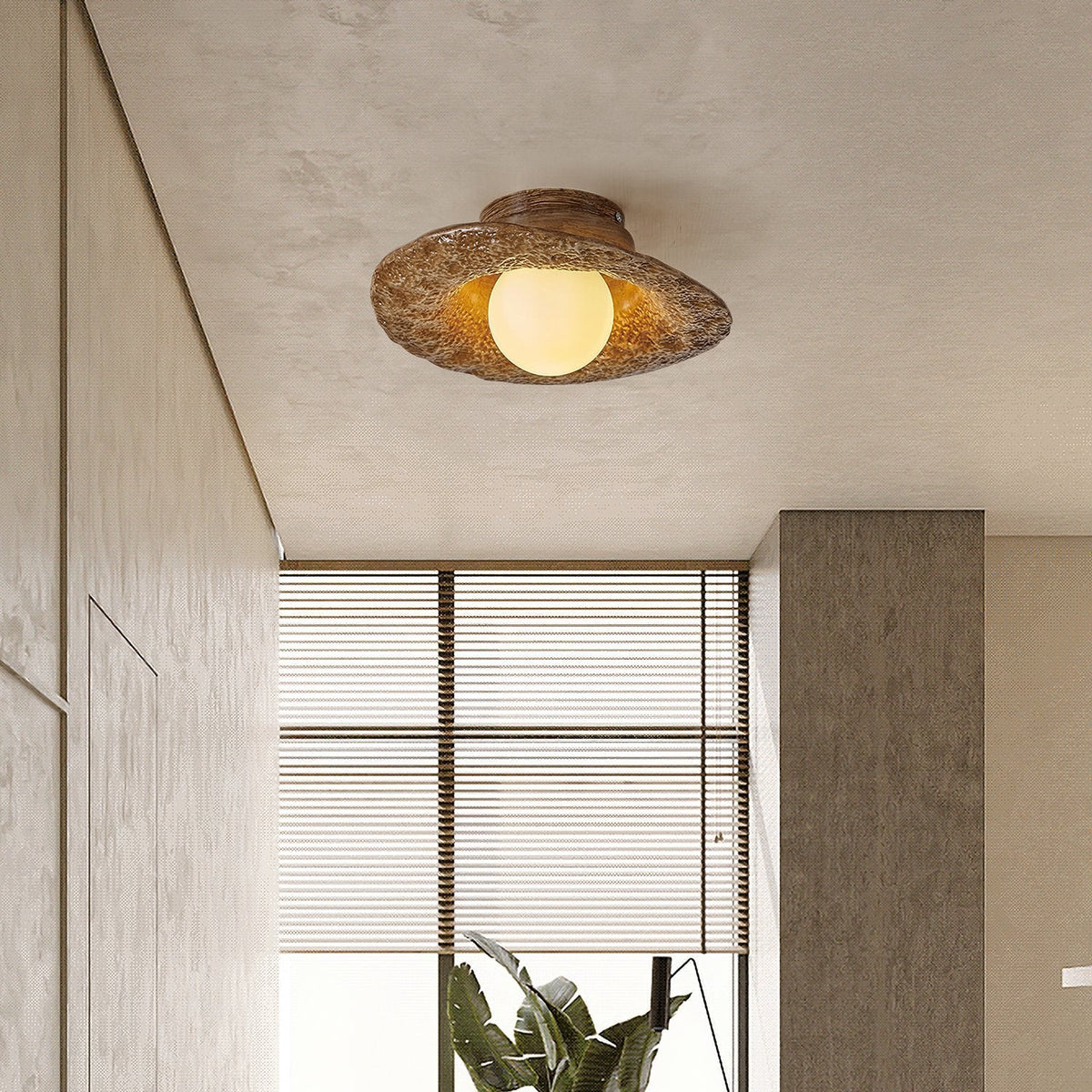 Retro Straw Hat Ceiling Lamp