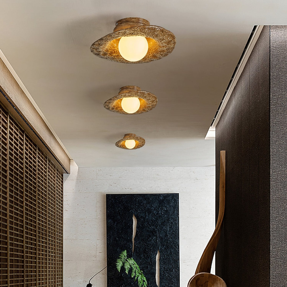 Retro Straw Hat Ceiling Lamp