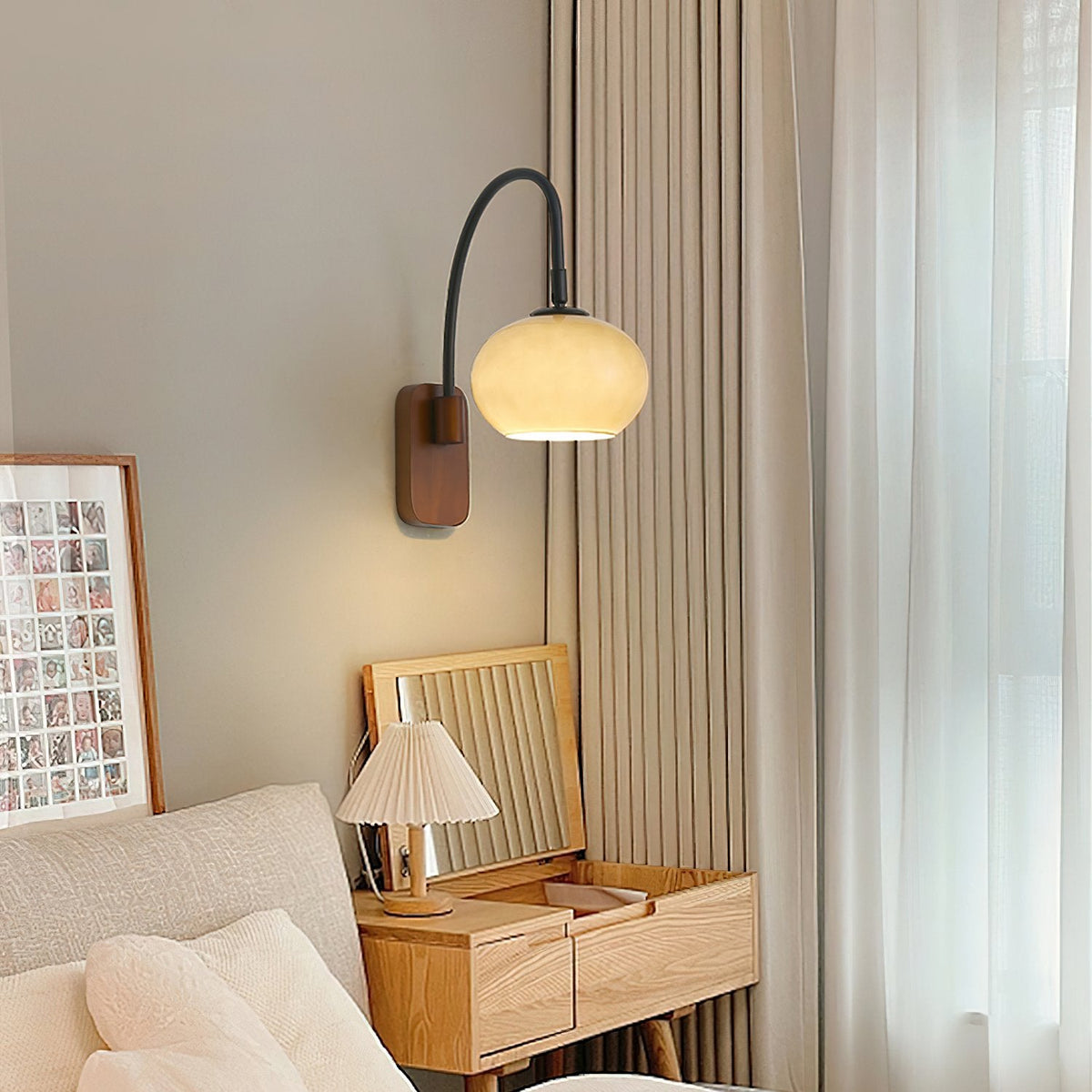 Retro Wooden Glass Wall Lamp