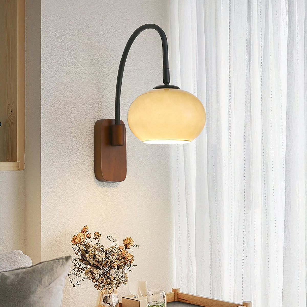 Retro Wooden Glass Wall Lamp