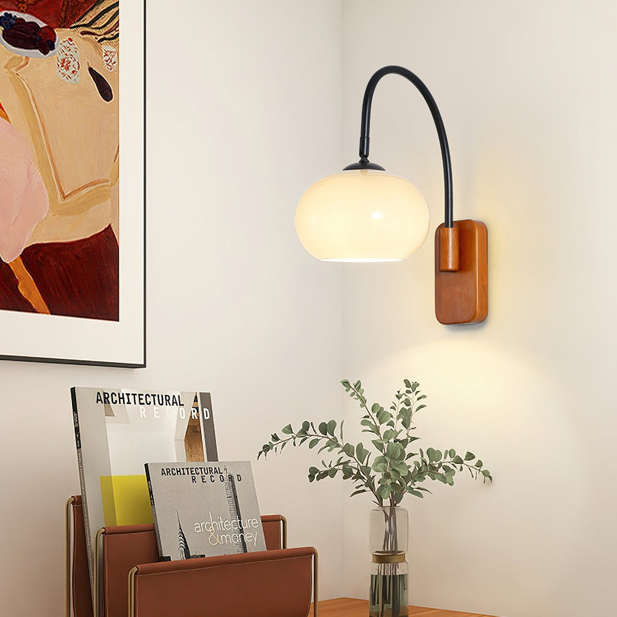 Retro Wooden Glass Wall Lamp
