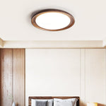 Rhylen Modern Wood LED Flush Mount Ceiling Light for Bedroom and Living Room