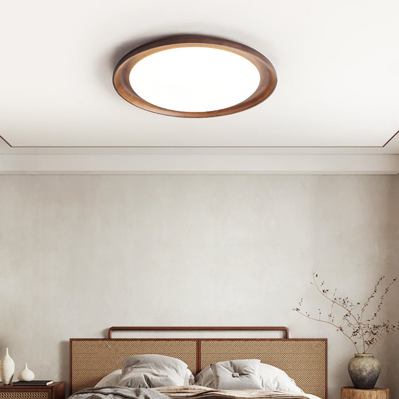 Rhylen Modern Wood LED Flush Mount Ceiling Light for Bedroom and Living Room