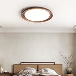 Rhylen Modern Wood LED Flush Mount Ceiling Light for Bedroom and Living Room