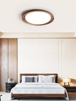 Rhylen Modern Wood LED Flush Mount Ceiling Light for Bedroom and Living Room