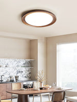 Rhylen Modern Wood LED Flush Mount Ceiling Light for Bedroom and Living Room