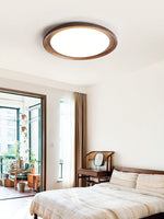 Rhylen Modern Wood LED Flush Mount Ceiling Light for Bedroom and Living Room