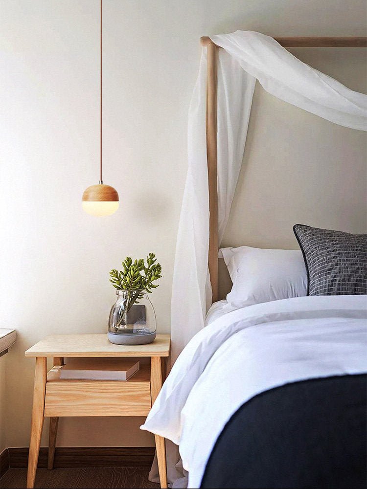 Ribbed Wood Globe Pendant Light – Modern Nordic Ceiling Lamp for Dining & Living Spaces
