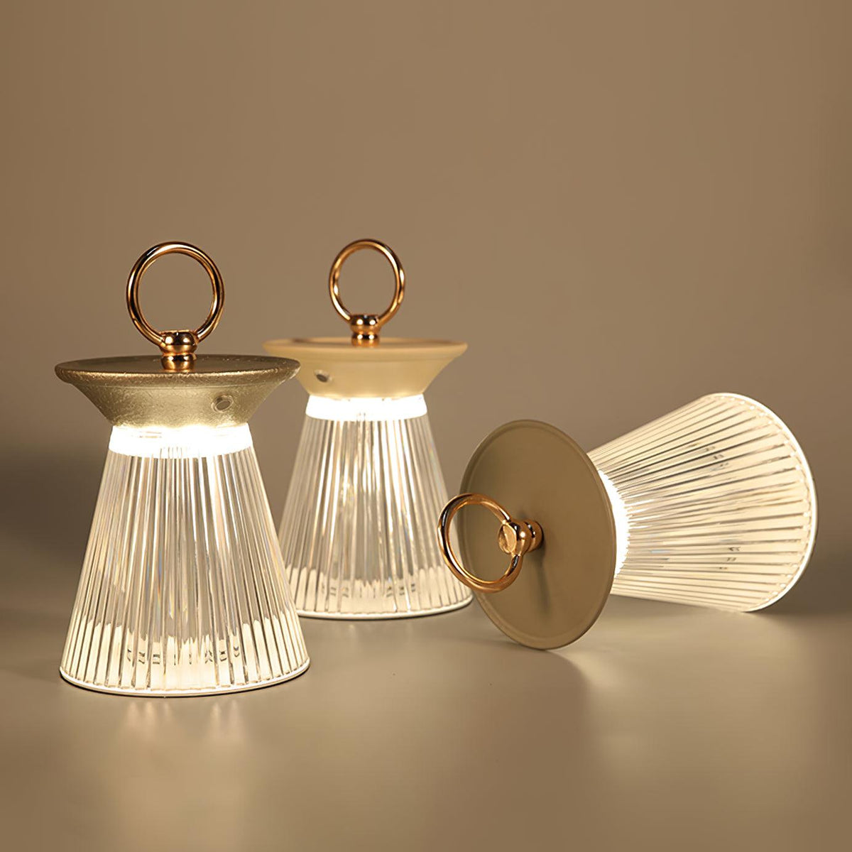 Ribbed Acrylic Built In Battery Table Lamp
