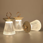 Ribbed Acrylic Built In Battery Table Lamp