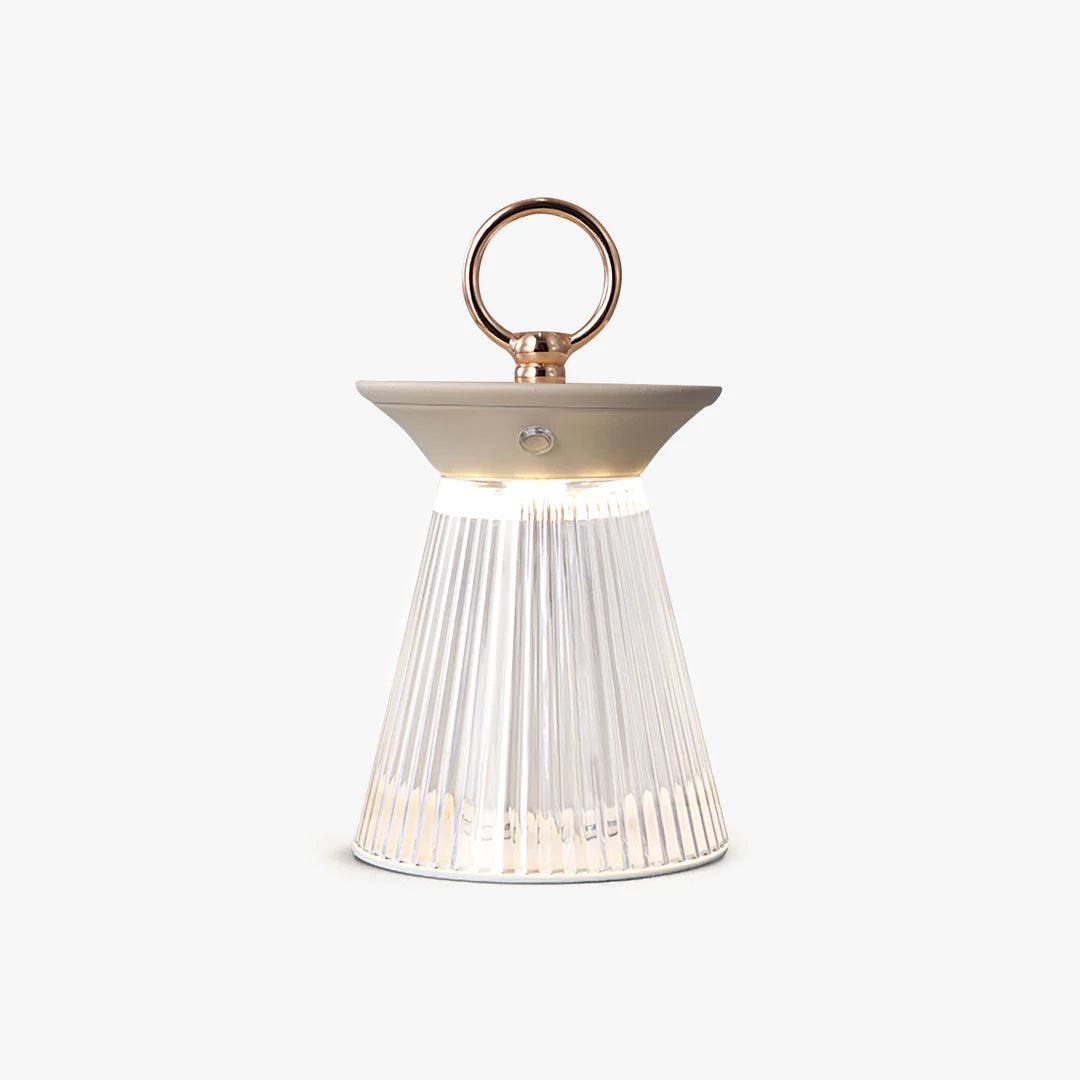 Ribbed Acrylic Built In Battery Table Lamp