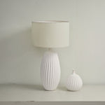 Ribbed Ceramic Table Lamp with Linen Shade for Modern Interiors