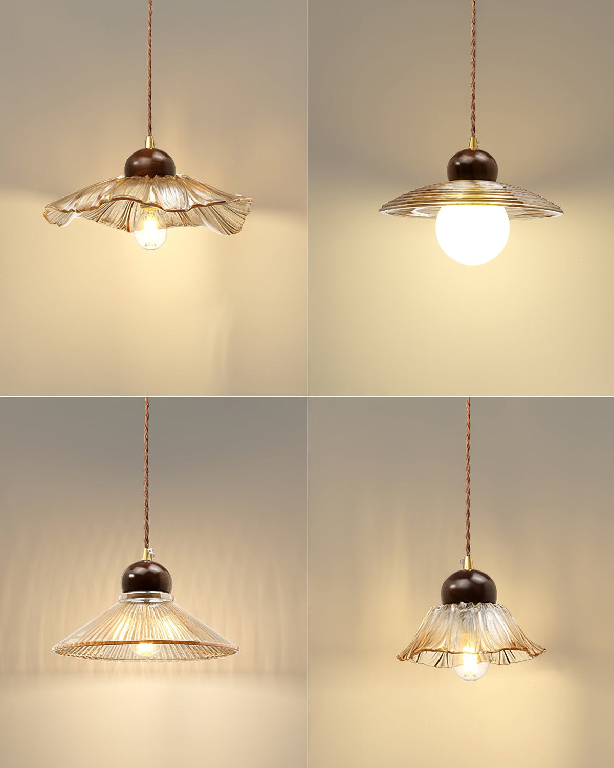 Ribbed Floral Pendant Light