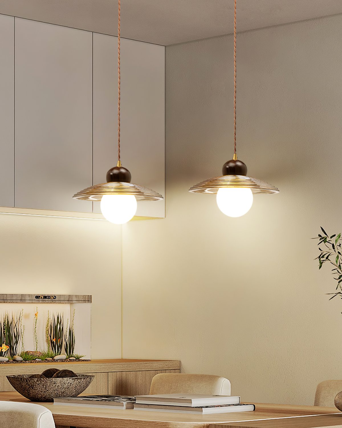 Ribbed Floral Pendant Light